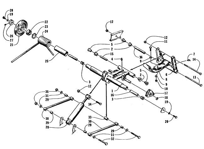 Parts Diagram for Arctic Cat 1996 JAG SNOWMOBILE REAR SUSPENSION REAR ARM ASSEMBLY