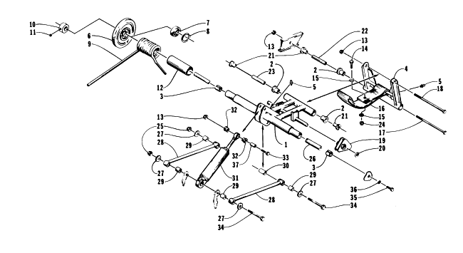 Parts Diagram for Arctic Cat 1996 Z 440 SNOWMOBILE REAR SUSPENSION/REAR ARM ASSEMBLY