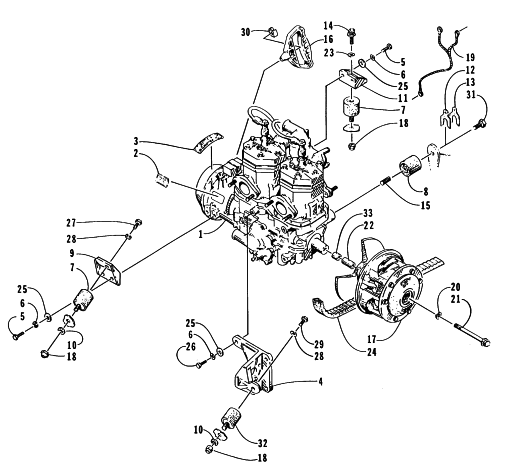 Parts Diagram for Arctic Cat 1996 PANTERA SNOWMOBILE ENGINE AND RELATED PARTS