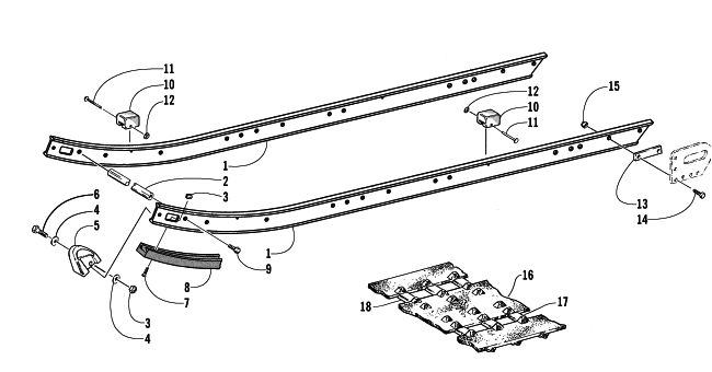 Parts Diagram for Arctic Cat 2000 PANTHER 440 () SNOWMOBILE SLIDE RAIL AND TRACK ASSEMBLY