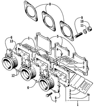 Parts Diagram for Arctic Cat 1996 ZRT 600 SNOWMOBILE REED VALVE ASSEMBLY