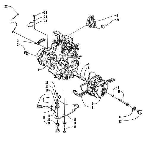 Parts Diagram for Arctic Cat 1995 ZR 440 SNOWMOBILE ENGINE AND RELATED PARTS