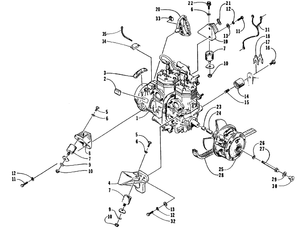Parts Diagram for Arctic Cat 1996 WILDCAT TOURING SNOWMOBILE ENGINE AND RELATED PARTS