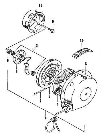 Parts Diagram for Arctic Cat 1995 WILDCAT TOURING SNOWMOBILE RECOIL STARTER