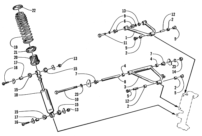 Parts Diagram for Arctic Cat 1997 POWDER SPECIAL SNOWMOBILE FRONT SUSPENSION AND SHOCK ABSORBER