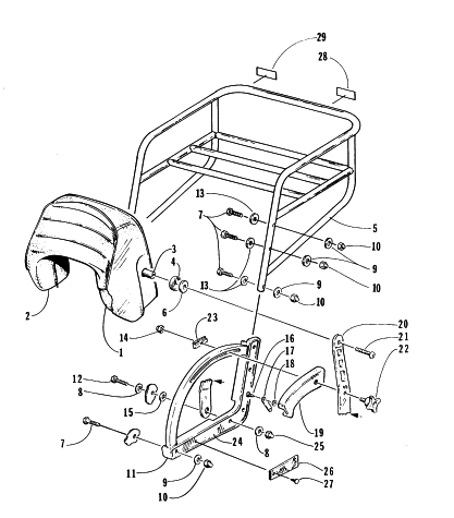 Parts Diagram for Arctic Cat 1996 WILDCAT TOURING SNOWMOBILE BACKREST AND RACK ASSEMBLY