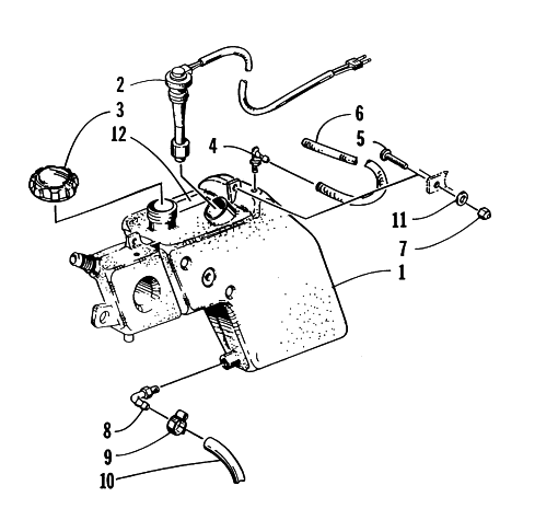 Parts Diagram for Arctic Cat 1995 WILDCAT TOURING SNOWMOBILE OIL TANK ASSEMBLY