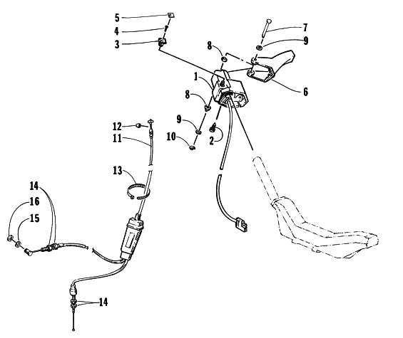 Parts Diagram for Arctic Cat 1996 WILDCAT MOUNTAIN CAT SNOWMOBILE THROTTLE CONTROL ASSEMBLY