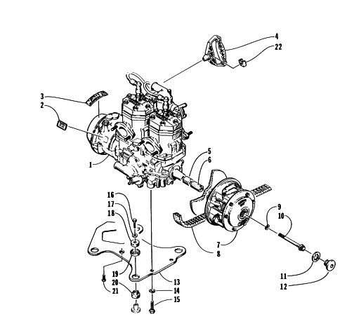 Parts Diagram for Arctic Cat 1996 ZR 580 EFI SNOWMOBILE ENGINE AND RELATED PARTS