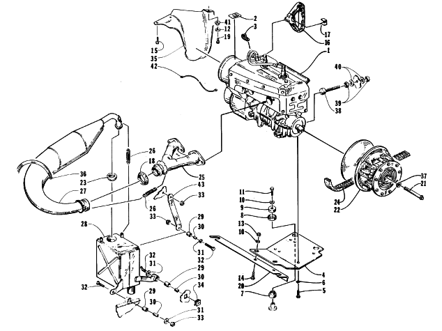 Parts Diagram for Arctic Cat 1996 BEARCAT 340 SNOWMOBILE ENGINE AND RELATED PARTS