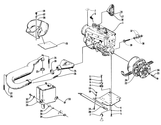 Parts Diagram for Arctic Cat 1996 PUMA 2-UP SNOWMOBILE ENGINE AND RELATED PARTS