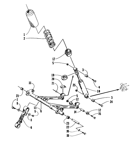 Parts Diagram for Arctic Cat 1996 COUGAR SNOWMOBILE REAR SUSPENSION FRONT ARM ASSEMBLY