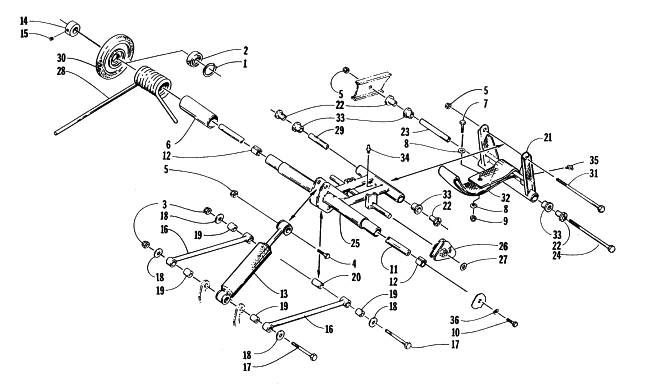 Parts Diagram for Arctic Cat 1996 COUGAR SNOWMOBILE REAR SUSPENSION REAR ARM ASSEMBLY