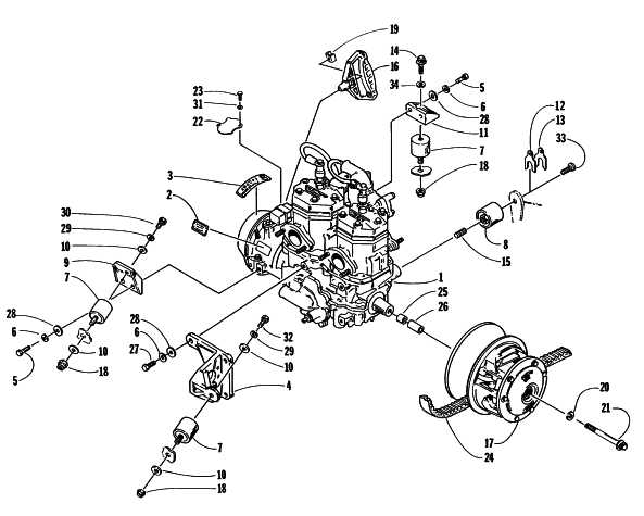Parts Diagram for Arctic Cat 1996 COUGAR MOUNTAIN CAT SNOWMOBILE ENGINE AND RELATED PARTS