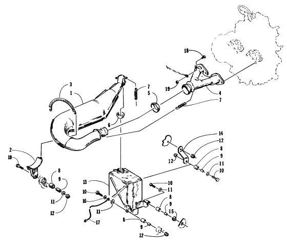 Parts Diagram for Arctic Cat 1996 COUGAR MOUNTAIN CAT SNOWMOBILE EXHAUST ASSEMBLY
