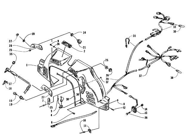 Parts Diagram for Arctic Cat 1996 COUGAR SNOWMOBILE CONSOLE, SWITCHES, AND WIRING ASSEMBLIES