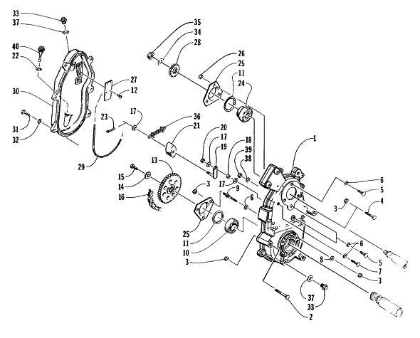 Parts Diagram for Arctic Cat 1996 JAG DELUXE SNOWMOBILE DRIVE/DROPCASE ASSEMBLY