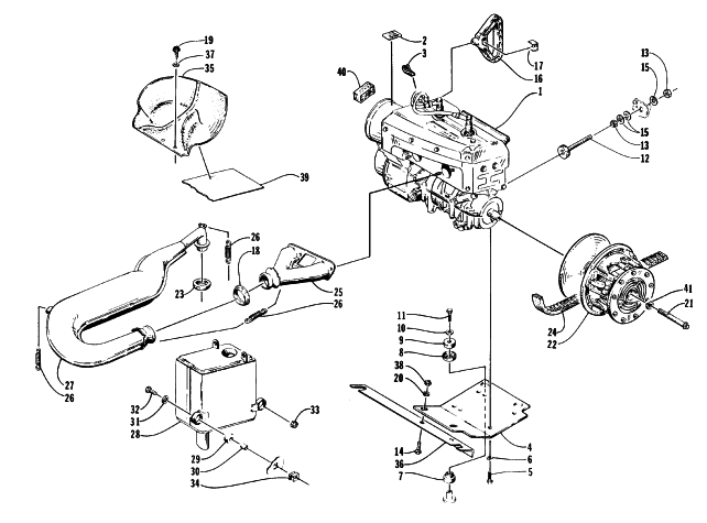 Parts Diagram for Arctic Cat 1996 JAG SNOWMOBILE ENGINE AND RELATED PARTS