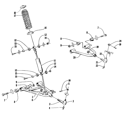 Parts Diagram for Arctic Cat 1996 JAG SNOWMOBILE FRONT SUSPENSION AND SHOCK ABSORBER
