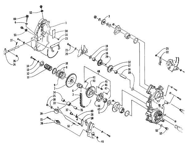 Parts Diagram for Arctic Cat 1996 JAG DELUXE SNOWMOBILE DRIVE/REVERSE DROPCASE ASSEMBLY