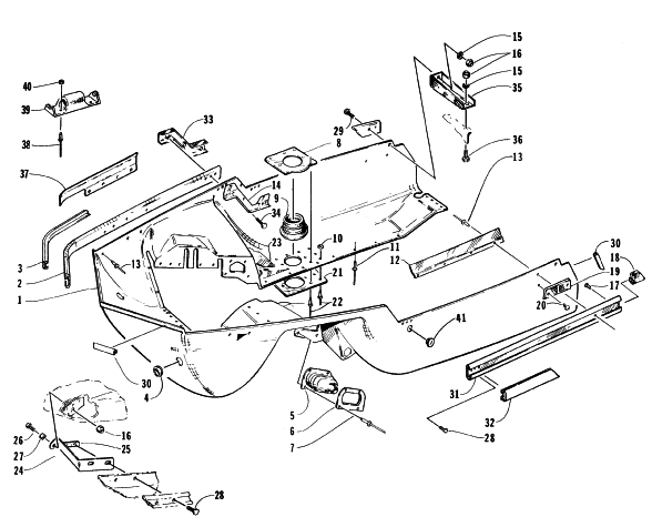 Parts Diagram for Arctic Cat 1996 COUGAR 2-UP SNOWMOBILE BELLY PAN ASSEMBLY