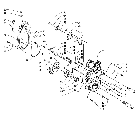 Parts Diagram for Arctic Cat 1997 COUGAR SNOWMOBILE DRIVE/DROPCASE ASSEMBLY