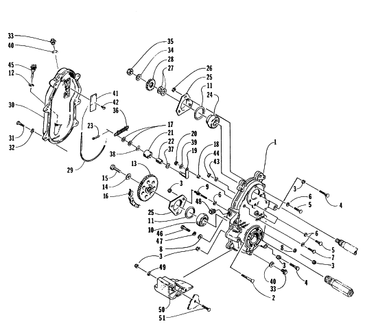 Parts Diagram for Arctic Cat 1996 EXT EFI MOUNTAIN CAT SNOWMOBILE DRIVE/DROPCASE ASSEMBLY