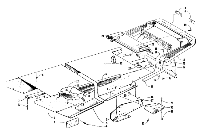 Parts Diagram for Arctic Cat 1996 PANTERA SNOWMOBILE TUNNEL AND REAR BUMPER ASSEMBLY
