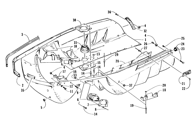 Parts Diagram for Arctic Cat 1996 Z 440 SNOWMOBILE BELLY PAN ASSEMBLY