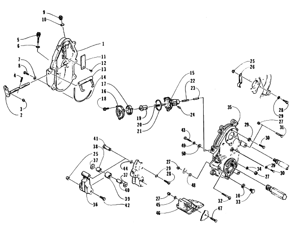 Parts Diagram for Arctic Cat 1996 WILDCAT TOURING SNOWMOBILE DROPCASE AND CHAIN TENSION ASSEMBLY