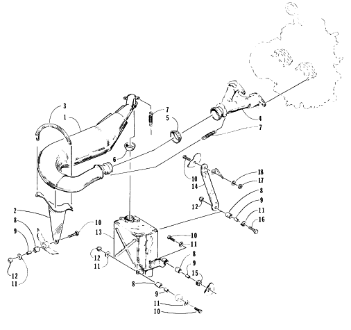 Parts Diagram for Arctic Cat 1996 PANTERA SNOWMOBILE EXHAUST ASSEMBLY