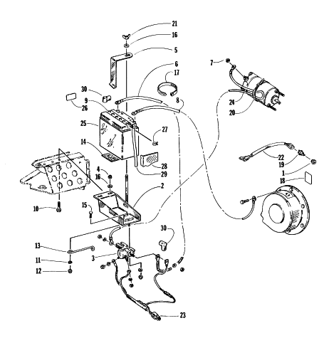 Parts Diagram for Arctic Cat 1996 COUGAR SNOWMOBILE ELECTRIC START - BATTERY ASSEMBLY