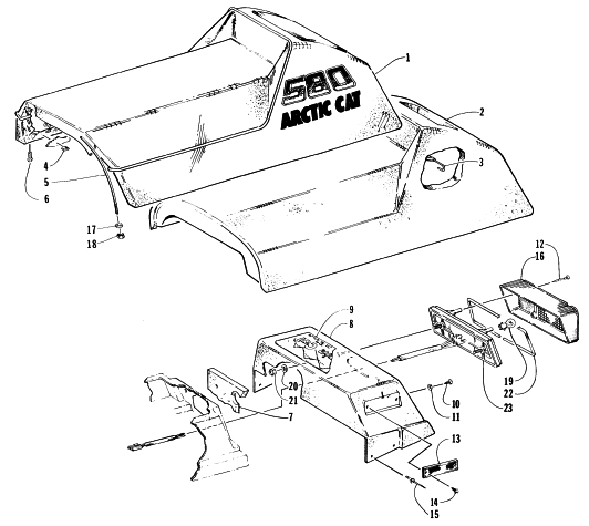 Parts Diagram for Arctic Cat 1996 EXT EFI MOUNTAIN CAT SNOWMOBILE SEAT AND TAILLIGHT ASSEMBLY