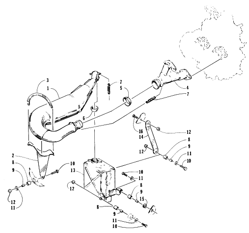 Parts Diagram for Arctic Cat 1996 ZR 580 EFI SNOWMOBILE EXHAUST ASSEMBLY