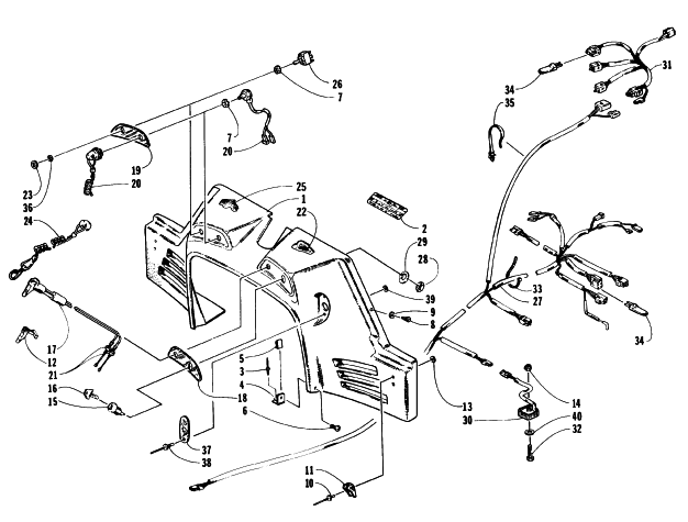 Parts Diagram for Arctic Cat 1996 ZR 580 SNOWMOBILE CONSOLE, SWITCHES, AND WIRING ASSEMBLIES