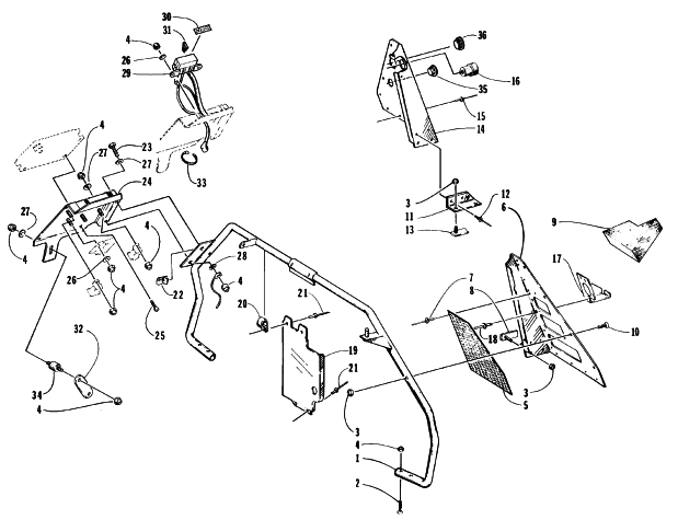 Parts Diagram for Arctic Cat 1996 EXT EFI MOUNTAIN CAT SNOWMOBILE STEERING SUPPORT ASSEMBLY