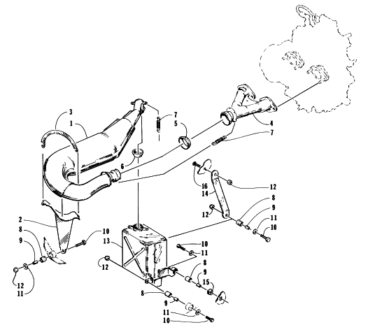 Parts Diagram for Arctic Cat 1996 EXT 580 EFI DX SNOWMOBILE EXHAUST ASSEMBLY