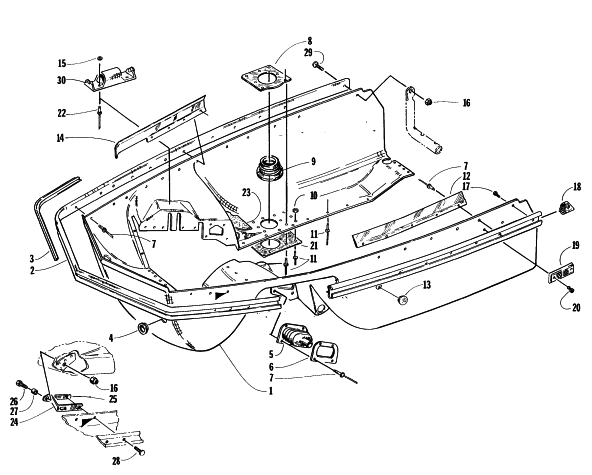 Parts Diagram for Arctic Cat 1996 PANTHER DELUXE SNOWMOBILE BELLY PAN ASSEMBLY