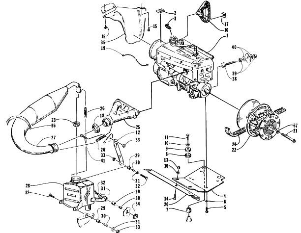 Parts Diagram for Arctic Cat 1996 PANTHER DELUXE SNOWMOBILE ENGINE AND RELATED PARTS