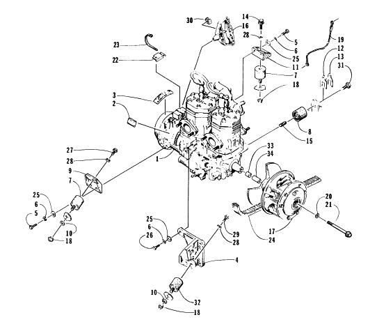Parts Diagram for Arctic Cat 1996 EXT 580 EFI DX SNOWMOBILE ENGINE AND RELATED PARTS