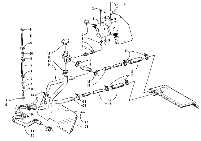 Parts Diagram for Arctic Cat 1996 WILDCAT TOURING SNOWMOBILE COOLING ASSEMBLY