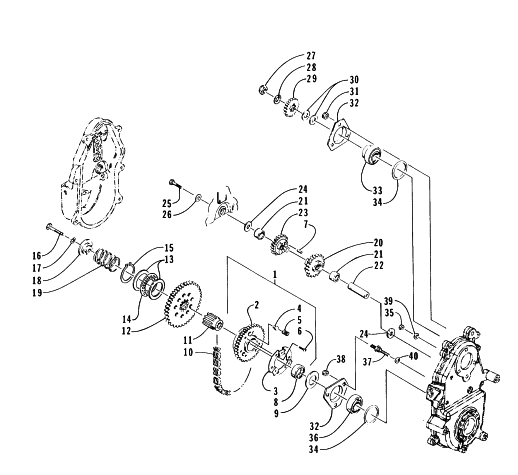 Parts Diagram for Arctic Cat 1996 WILDCAT TOURING SNOWMOBILE DRIVE/REVERSE DROPCASE ASSEMBLY