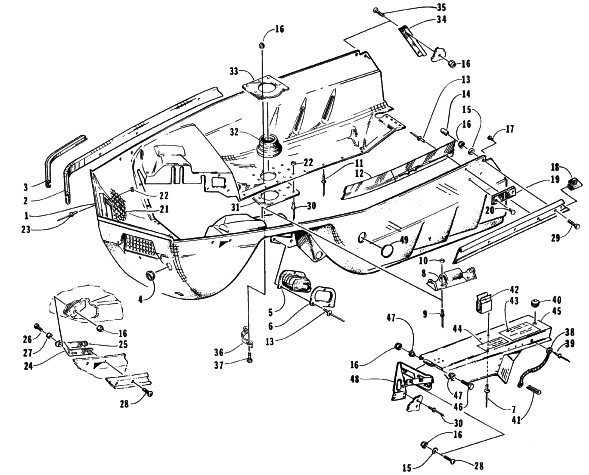 Parts Diagram for Arctic Cat 1996 WILDCAT SNOWMOBILE BELLY PAN ASSEMBLY