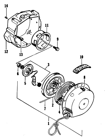 Parts Diagram for Arctic Cat 1996 WILDCAT TOURING SNOWMOBILE RECOIL STARTER