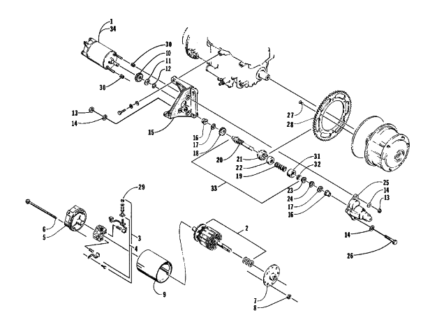 Parts Diagram for Arctic Cat 1997 EXT 580 EFI DLX SNOWMOBILE ELECTRIC START - STARTER MOTOR