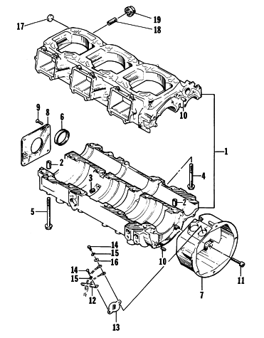 Parts Diagram for Arctic Cat 1996 ZRT 800 SNOWMOBILE CRANKCASE ASSEMBLY