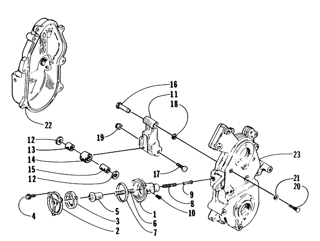 Parts Diagram for Arctic Cat 1997 BEARCAT 340 SNOWMOBILE DROPCASE CHAIN TENSION ASSEMBLY