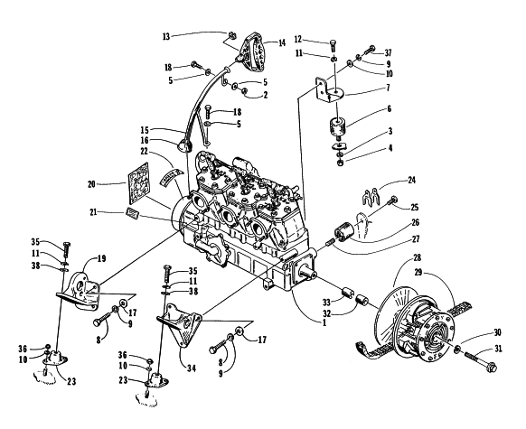 Parts Diagram for Arctic Cat 1996 ZRT 600 SNOWMOBILE ENGINE AND RELATED PARTS