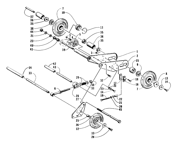 Parts Diagram for Arctic Cat 1996 BEARCAT 550 SNOWMOBILE ARTICULATING SKID FRAME ASSEMBLY