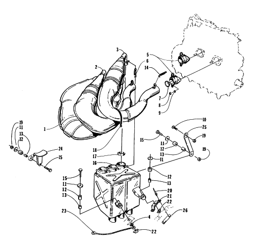 Parts Diagram for Arctic Cat 1996 ZRT 600 SNOWMOBILE EXHAUST ASSEMBLY
